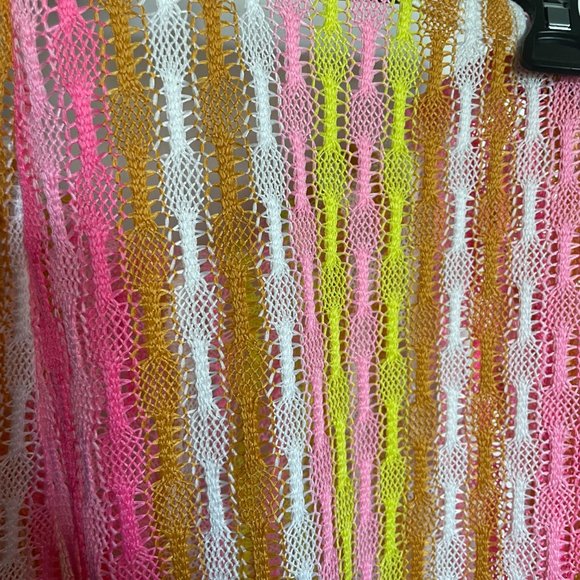 NWT Wild Fable Plus Size Crochet Knit Cover Up Pants Pink Tri Color Stripe 4X - Picture 3 of 6